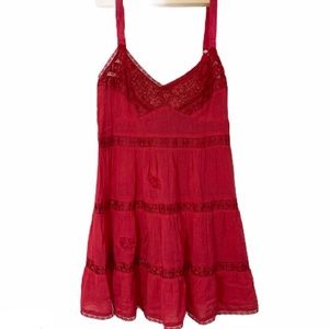 Free People Red Lace Trim Camisole